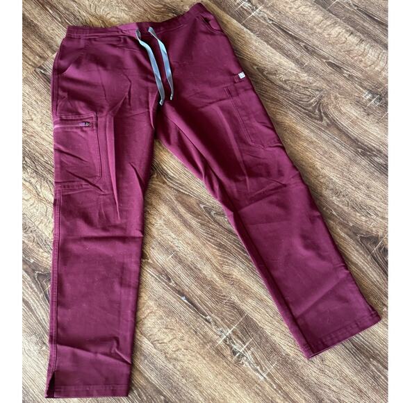 Figs Burgundy Wide Leg Pants - Picture 2 of 6
